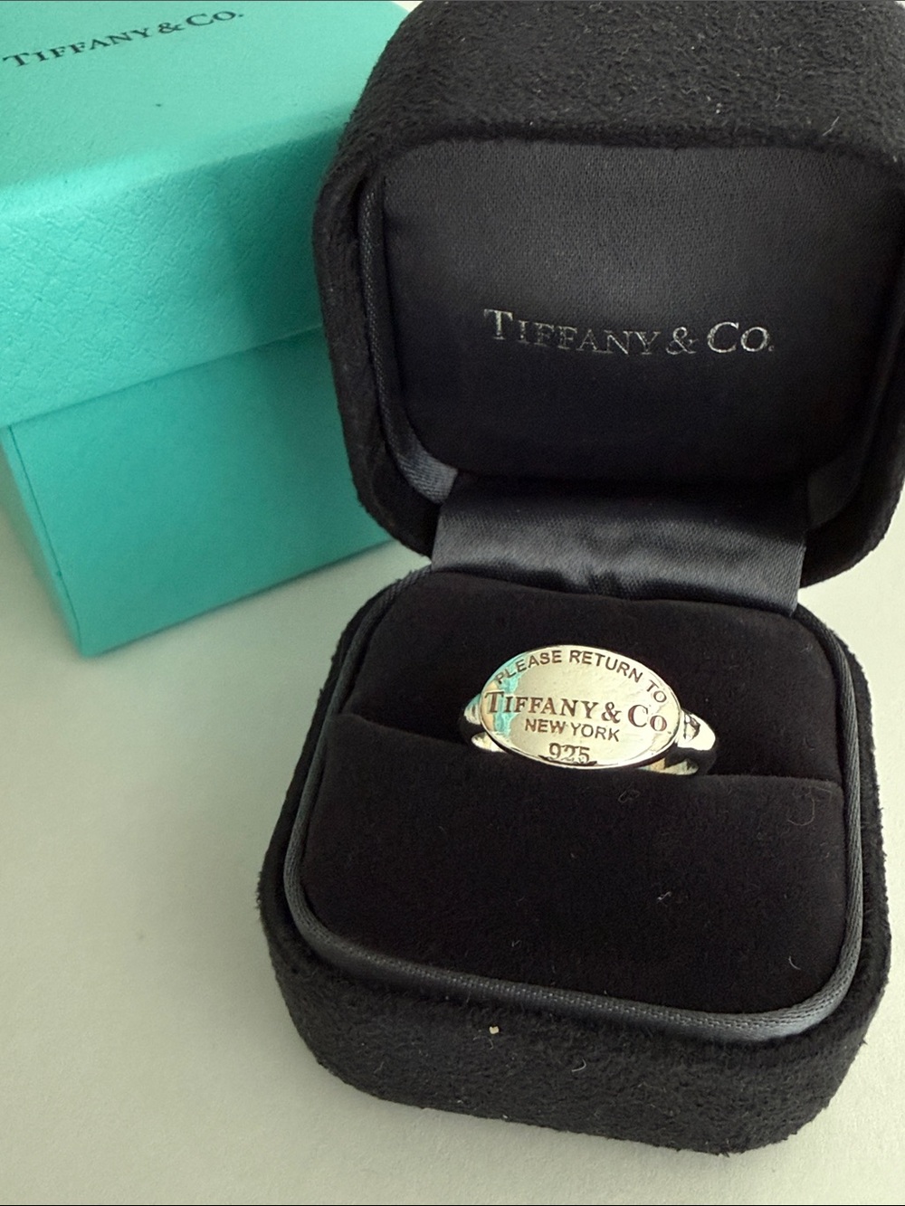 Size 7 Tiffany & Co. Oval Tag Signet Ring - Please Return To Tiffany